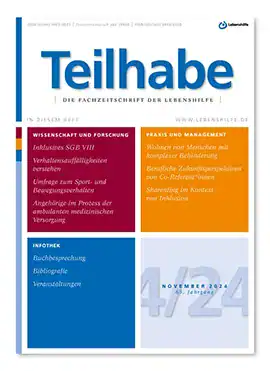 Cover der Zeitschrift „Teilhabe“, Ausgabe November 2024, mit Artikeln zu Inklusion, Management und Forschungsupdates.